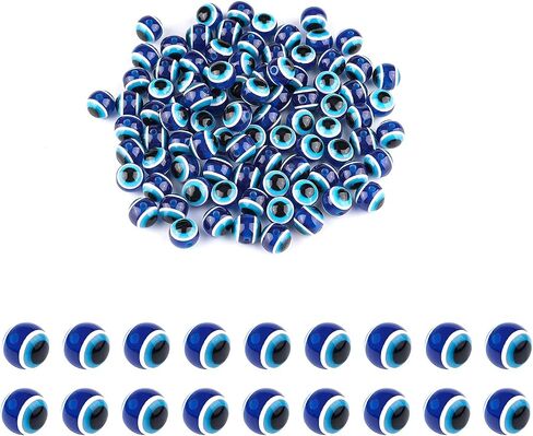 SAVITA 200pcs Blue Evil Eye Beads Eyeball Spacer Beads Handmade Resin Beads Charms for DIY Bracelets Necklace Jewelry Making (6mm/0.23inch) in Saudi Arabia