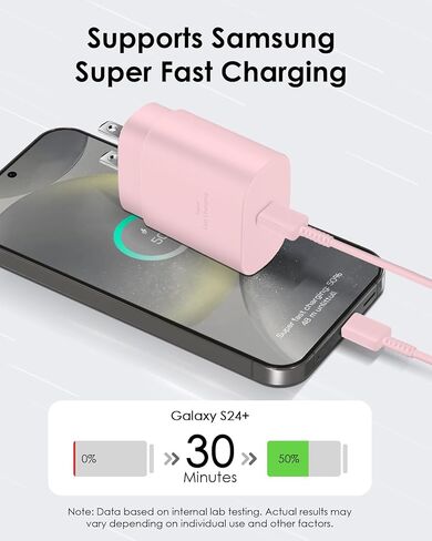2 Pack I Phone 16 15 Fast Charger ، USB C Charger ، 25W Type C Charger Charge Fast Charging with USB C to C Cable Cable 6ft for Galaxy S24 Ultra/S23+/S22/S21/S20/PHONE 16 15 PRO MAX 16 15 PLUS in Kuwait