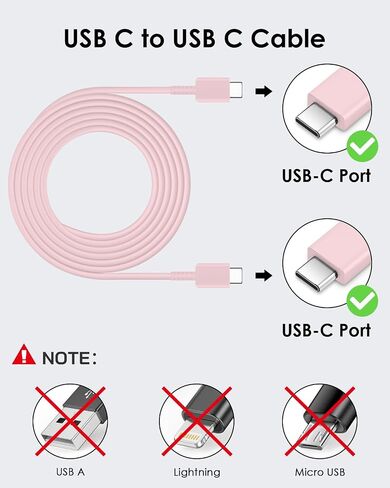 2 Pack I Phone 16 15 Fast Charger ، USB C Charger ، 25W Type C Charger Charge Fast Charging with USB C to C Cable Cable 6ft for Galaxy S24 Ultra/S23+/S22/S21/S20/PHONE 16 15 PRO MAX 16 15 PLUS in Kuwait