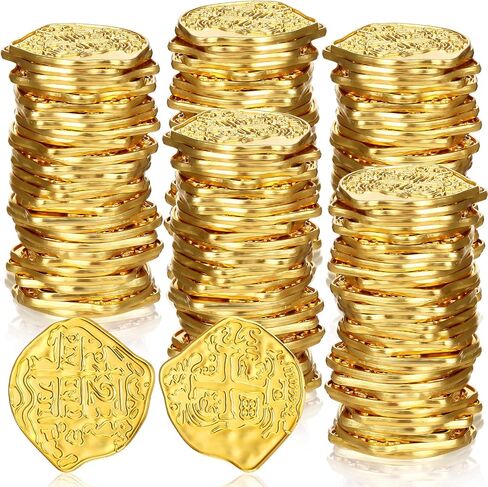 Hanaive 50 Pcs Metal Pirate Coins Spanish Doubloon Replicas Pirate Treasure Metal Tokens Fake Play Coins for Kids Board Games Pirate Party Cosplay (Gold, Silver, Bronze) in Saudi Arabia
