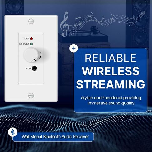 TNP in-Wall Bluetooth Receiver Amplifier, 4-Channel Wall Plate with AUX in Kuwait