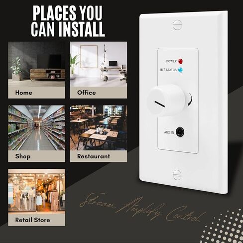 TNP Bluetooth Audio Audio Receiver Plate Mount مع إخراج مضخم الصوت - 120W BT 5.0 APTX Stereo Amplifier مع إدخال AUX 3.5 مم ، التحكم في مستوى الصوت - مضخم Bluetooth اللاسلكي لنظام الموسيقى ومكبر الصوت in Saudi Arabia