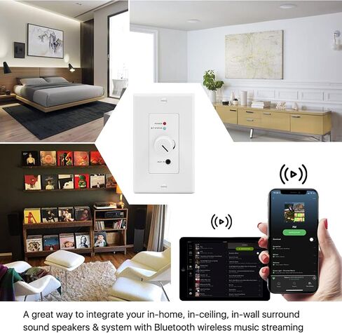 TNP Bluetooth Audio Audio Receiver Plate Mount مع إخراج مضخم الصوت - 120W BT 5.0 APTX Stereo Amplifier مع إدخال AUX 3.5 مم ، التحكم في مستوى الصوت - مضخم Bluetooth اللاسلكي لنظام الموسيقى ومكبر الصوت in Saudi Arabia