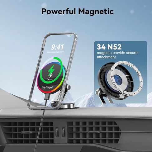 for Magsafe Car Mount Charger, 15W Air Vent Magnetic Wireles Car Mount Charger for iPhone 16 Pro Max Accessories, Car Phone Holder for iPhone 16 15 14 13 12, Zinc Alloy Case, Cool Grey in Saudi Arabia