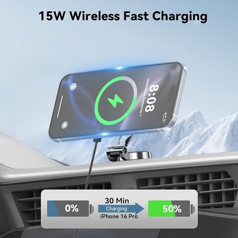 for Magsafe Car Mount Charger, 15W Air Vent Magnetic Wireles Car Mount Charger for iPhone 16 Pro Max Accessories, Car Phone Holder for iPhone 16 15 14 13 12, Zinc Alloy Case, Cool Grey in Saudi Arabia