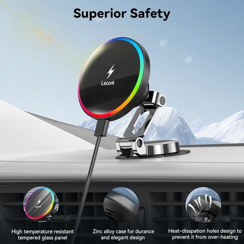for Magsafe Car Mount Charger, 15W Air Vent Magnetic Wireles Car Mount Charger for iPhone 16 Pro Max Accessories, Car Phone Holder for iPhone 16 15 14 13 12, Zinc Alloy Case, Cool Grey in Saudi Arabia