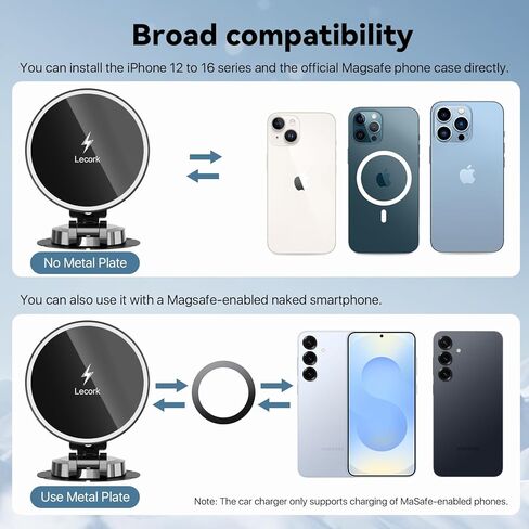 for Magsafe Car Mount Charger, 15W Air Vent Magnetic Wireles Car Mount Charger for iPhone 16 Pro Max Accessories, Car Phone Holder for iPhone 16 15 14 13 12, Zinc Alloy Case, Cool Grey in Saudi Arabia