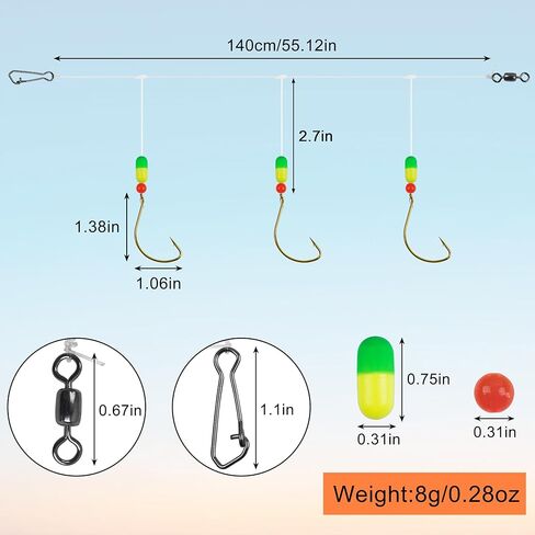 OROOTL Pompano Fishing Rigs, 6pcs Pompano Rigs for Surf Fishing Pre-Rigged Pompano Float Rigs with Circle Hooks Saltwater Fishing Rigs Surf Fishing Gear in Kuwait