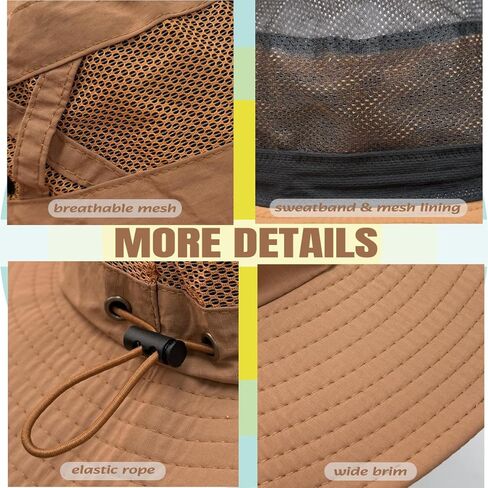 Fishing Hat UPF50+ Wide Brim Sun Hat for Men Women, Water Resistant Summer Sun Protection Safari Hat Hiking Bucket Hat in Kuwait