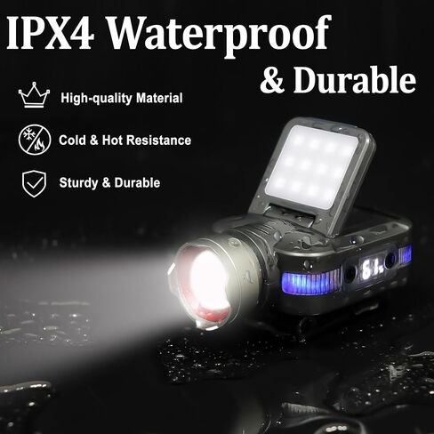 ISUNMEA Hard Hat Clip Lights, 2-Pack 800lm Rechargeable Clip on Cap Lights, 180° Adjustable Waterproof Bright Headlamp Flashlight Led Hat Light for Running, Fishing, Camping, Hunting, Working in Saudi Arabia