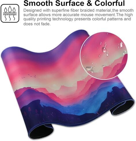 Gaming Mouse Pad, Large Mouse Pad Size 27.5x11.8 Thickness 0.12 inches,Premium-Textured Non-Slip & Waterproof Computer Mousepad with Stitched Edges for Gaming, Office & Home-70x30 Girldragon in Saudi Arabia