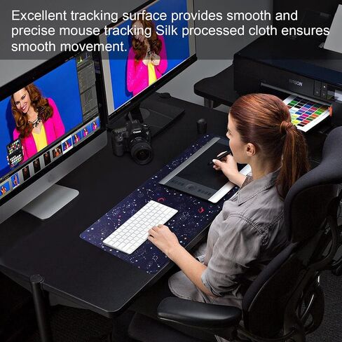 Gaming Mouse Pad, Large Mouse Pad Size 27.5x11.8 Thickness 0.12 inches,Premium-Textured Non-Slip & Waterproof Computer Mousepad with Stitched Edges for Gaming, Office & Home-70x30 Girldragon in Saudi Arabia