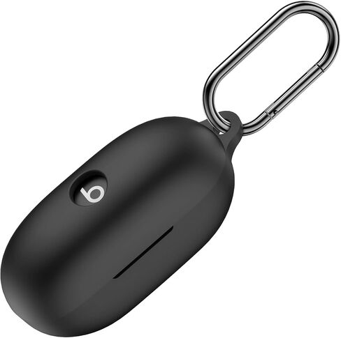 Compatible with Beats Solo Buds Case Cover, Soft Silicone Shockproof Protective Skin Case for Beats Solo Buds Wireless Earbuds, with Carabiner (Black) in Saudi Arabia