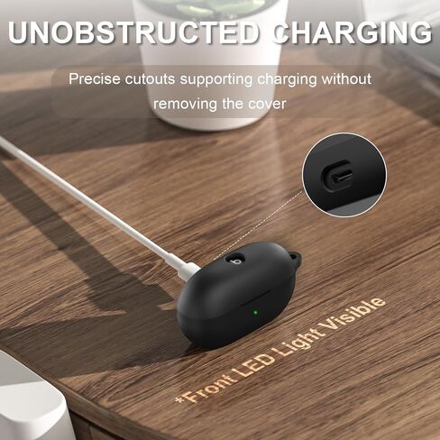 Compatible with Beats Solo Buds Case Cover, Soft Silicone Shockproof Protective Skin Case for Beats Solo Buds Wireless Earbuds, with Carabiner (Black) in Saudi Arabia