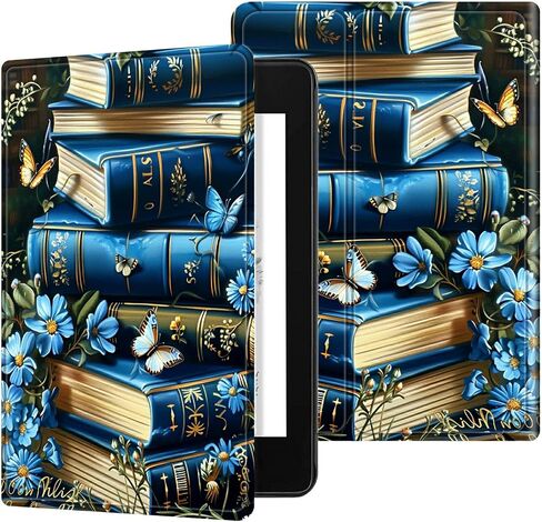 for Kindle Paperwhite 12th Generation 2024 7" Case/Kindle Colorsoft Signature Edition 7" Case, Multi-Angle Viewing Shockproof Smart Protective Case with Auto Wake/Sleep, Purple Blue Book in Kuwait