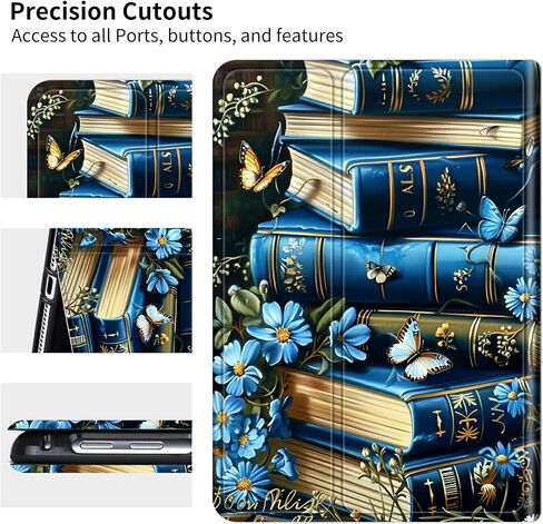 for Kindle Paperwhite 12th Generation 2024 7" Case/Kindle Colorsoft Signature Edition 7" Case, Multi-Angle Viewing Shockproof Smart Protective Case with Auto Wake/Sleep, Purple Blue Book in Kuwait