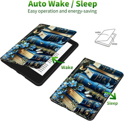 for Kindle Paperwhite 12th Generation 2024 7" Case/Kindle Colorsoft Signature Edition 7" Case, Multi-Angle Viewing Shockproof Smart Protective Case with Auto Wake/Sleep, Purple Blue Book in Kuwait