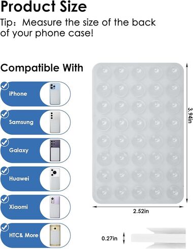 2PCS Silicone Suction Phone Case Mount, Non Slip Suction Cup Phone Mount, Cell Phone Accessories Holder for Selfies and Videos,Silicon Adhesive Phone Stand Sticky for iPhone and Android (Clear) in Saudi Arabia