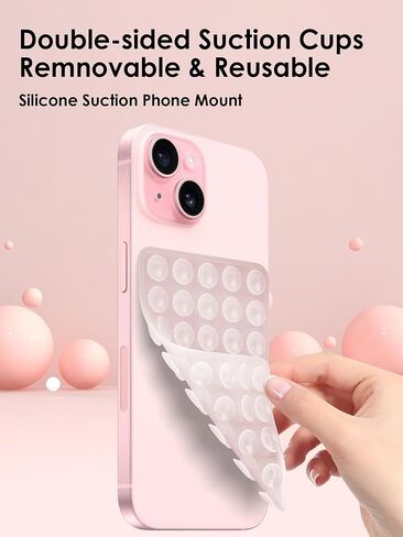 2PCS Silicone Suction Phone Case Mount, Non Slip Suction Cup Phone Mount, Cell Phone Accessories Holder for Selfies and Videos,Silicon Adhesive Phone Stand Sticky for iPhone and Android (Clear) in Saudi Arabia