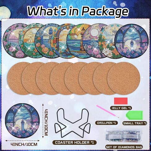 Sitsink Butterfly Diamond Art Coasters - 8 Pcs Diamond Painting Coasters Kits with Holder, Watercolor Flower Butterfly Gem Crafts Diamond Art Kits for Beginners Adults in Saudi Arabia