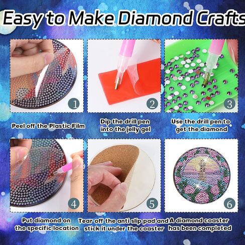 Sitsink Butterfly Diamond Art Coasters - 8 Pcs Diamond Painting Coasters Kits with Holder, Watercolor Flower Butterfly Gem Crafts Diamond Art Kits for Beginners Adults in Saudi Arabia