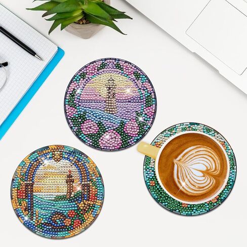 Sitsink Butterfly Diamond Art Coasters - 8 Pcs Diamond Painting Coasters Kits with Holder, Watercolor Flower Butterfly Gem Crafts Diamond Art Kits for Beginners Adults in Saudi Arabia