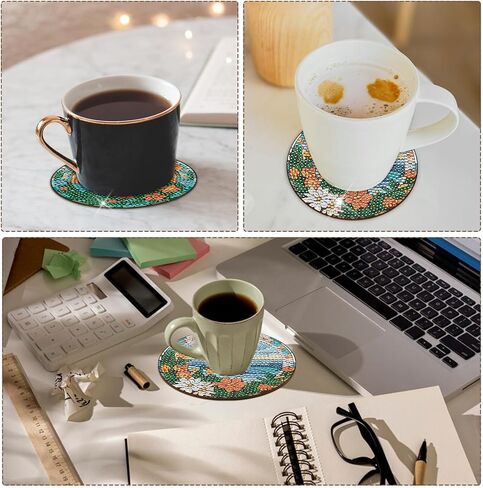 Sitsink Butterfly Diamond Art Coasters - 8 Pcs Diamond Painting Coasters Kits with Holder, Watercolor Flower Butterfly Gem Crafts Diamond Art Kits for Beginners Adults in Saudi Arabia