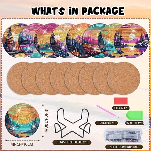 Sitsink Butterfly Diamond Art Coasters - 8 Pcs Diamond Painting Coasters Kits with Holder, Watercolor Flower Butterfly Gem Crafts Diamond Art Kits for Beginners Adults in Saudi Arabia