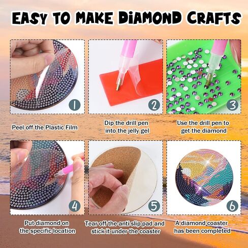 Sitsink Butterfly Diamond Art Coasters - 8 Pcs Diamond Painting Coasters Kits with Holder, Watercolor Flower Butterfly Gem Crafts Diamond Art Kits for Beginners Adults in Saudi Arabia