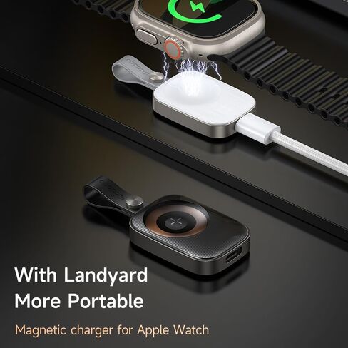 Mcdodo Portable Apple Watch Magnetic Charger with Lanyard, iwatch Portable Wireless Charger for Apple Watch Series10/9/8/7/6/5/4/3/2/SE/UItra 2/Ultra, Mini&Lightweight(White) in Saudi Arabia