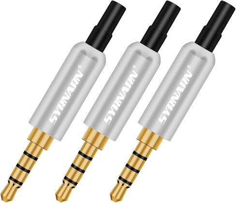 3.5mm TRRS 4-Pole Male Audio Jack Plug - 1/8" Solder Type DIY Audio Connector for Headphone, Headset, Mic Repair (3-Pack, Black) in Saudi Arabia