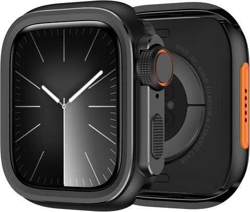2 في 1 حالة وعرة متوافقة مع Apple Watch Series 9 8 7 45mm ، [انقل 45 ملم إلى Ultra2/1] مع غطاء واقي من الإطار المعدني المعدني للغطاء الخلفي لـ IWatch 45mm ، أسود in Kuwait