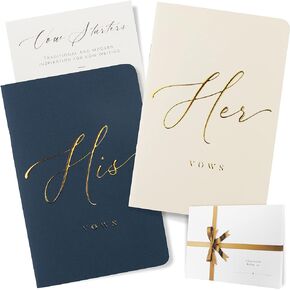 ARTESORI Wedding Vow Book for Her & Him, Soft Touch, Gold Foil Engraving, 28 Lined Pages, Wedding Vow Books His and Hers, Wedding Essentials, Wedding Registry Ideas, His and Hers Gifts [Ivory & Black]