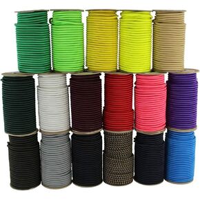 SGT KNOTS Marine Grade Bungee Cord - 100% Elastic Cord, Dacron Polyester Bungee Shock Cord for DIY, Tie Downs, Commercial Uses | 1/8" x 10ft, Black
