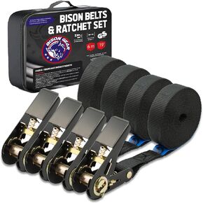 4 x 800kg 6m Ratchet tie Down Straps - Premium Quality