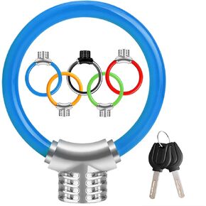Bicycle Lock,Reflective Strip Small Portable Ring Safety Anti-Theft Tamper Proof Shear Resistance Thickened Steel Cable Alloy,Apply to Mountain Bike Road Cycling Touring Foldable Bicycle