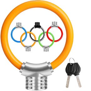 Bicycle Lock,Reflective Strip Small Portable Ring Safety Anti-Theft Tamper Proof Shear Resistance Thickened Steel Cable Alloy,Apply to Mountain Bike Road Cycling Touring Foldable Bicycle