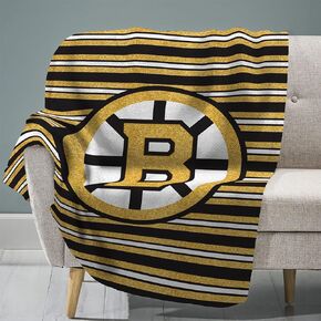 Sleep Squad Boston Bruins 100th Anniversary 60" x 80" Raschel Plush Blanket – an NHL Super-Soft Throw