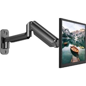 HUANUO Single Monitor Wall Mount for 13 to 32 Inch Computer Screen, Monitor Wall Mount Arm Holds up to 17.6lbs, Height Adjustable Full Motion Gas Spring Wall Monitor Mount - VESA Mount 75x75,100x100