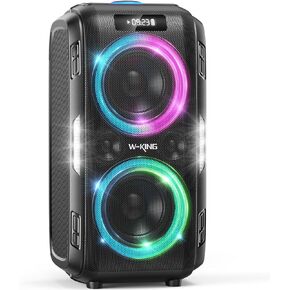 W-KING 200W PEAK-120W Large Bluetooth Speaker Loudest/Extra Deep Bass, V5.3 Big Party Boombox Portable Speaker Wireless,12 Custom Bass, 6.5'' Subwoofer, Massive 120dB/IPX5/LED/MIC&Guitar in/USB/TF/AUX