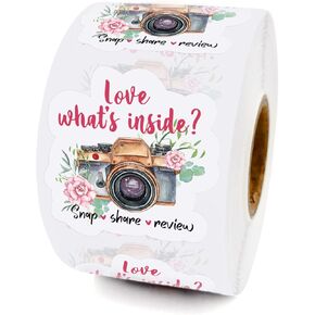 WHING Please Leave a Review with Star Camera Design Stickers Labels, Small Business Online Shop Thank You Stickers, Envelope Seals Decorative Label for Business Gift Bags Packing Stickers, 500pcs