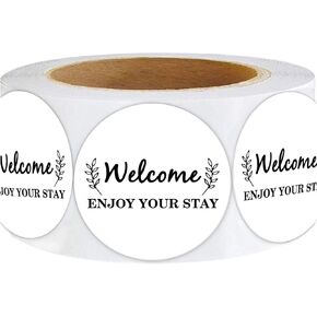 Welcome Hotel Guest Stickers,2 Inch Hotel Key Card Envelope Seals,500 Pcs Per Roll