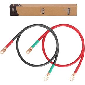25" 4 Gauge Golf Cart Battery Inverter Cables Set 5/16 inch Lug for Yamaha,EZGO,Club Car, Motorcycle, RV, Automotive, Marine, Power Inverter Batteries 2 PCS 1 Red & 1 Black 4 AWG