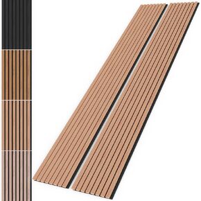 | 2 Packs Acoustic Wood Wall Veneer Slat Panels | 3D Wood Slat Acoustic Panels | Decorative Soundproof Panels | Interior Design for Walls and Ceilings | 94.49’’ x 12.60’’ x 0.78 ‘’ (Brown Oak)