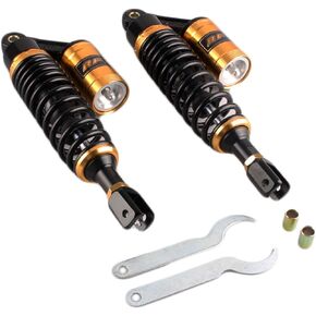 Mallofusa 13.7Inch 350mm Pair Rear Motorcycle Air Shock Absorbers Replacement Suspension Eye to Clevis Universal Compatible for Kawasaki Honda Yamaha Suzuki White