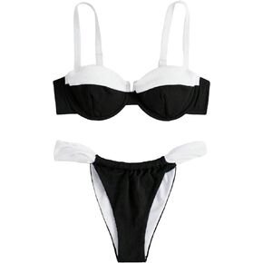 SOLY HUX Women's Color Block Underwire Bikini Sets Bathing Suits Two Piece Swimsuits
