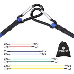 WORKPRO Bungee Cords with Aluminum Alloy Hook, 8 Pack Long Heavy Duty Bungee Cord Assorted Size 18" 24" 48" 60", Extra Strong Black Bungee Straps for Luggage Rack, Camping, Cargo, Bike, Transporting in Kuwait