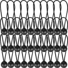 Ball Bungee Cords 6 Inch, 50 Pcs Heavy Duty Bungee Balls, Tarp Bungee with Balls, Black High Elastic Stretch Ball Bungee Ties Tarp Canopy Tie Down for Shelter, Tent Poles, Camping, Cargo