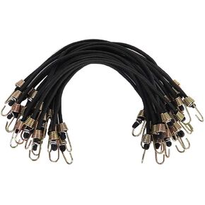 XSTRAP STANDARD 10-Inch Mini Bungee Cords 20 Pieces Rubber Stretchy Bungee Cords with Steel Hooks for Tarp Covers, Canvas Canopies, Motorcycle, Cargo, Hang Christmas Ornaments