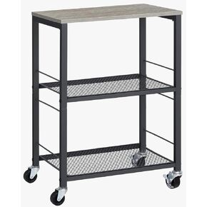 LIANTRAL 3 Tiers Rolling Cart, Grey Kitchen Carts on Wheels, Multifunctional Utility Storage Cart, Side End Table Nightstand for Home Office